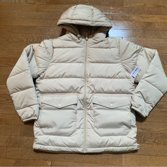 Old Navy Mens Hooded Quilted Puffer Jacket | S | Stone NEW!! - Picture 2 of 10